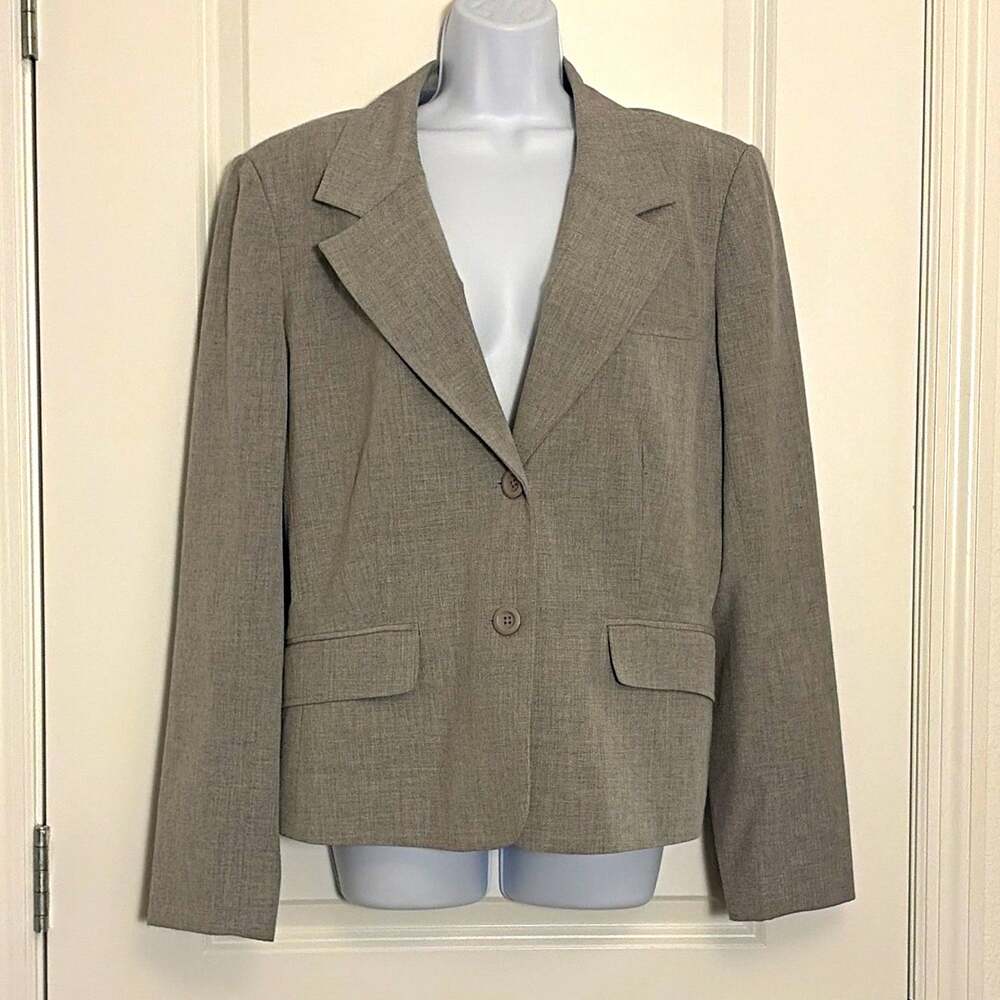 Merona Gray Lined Button Blazer Suit Jacket Women's XL Long Sleeve